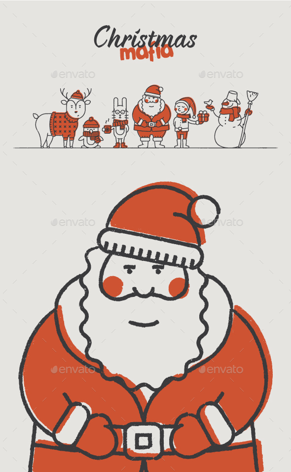 Christmas Mafia Hand-Drawn - Christmas Seasons/Holidays