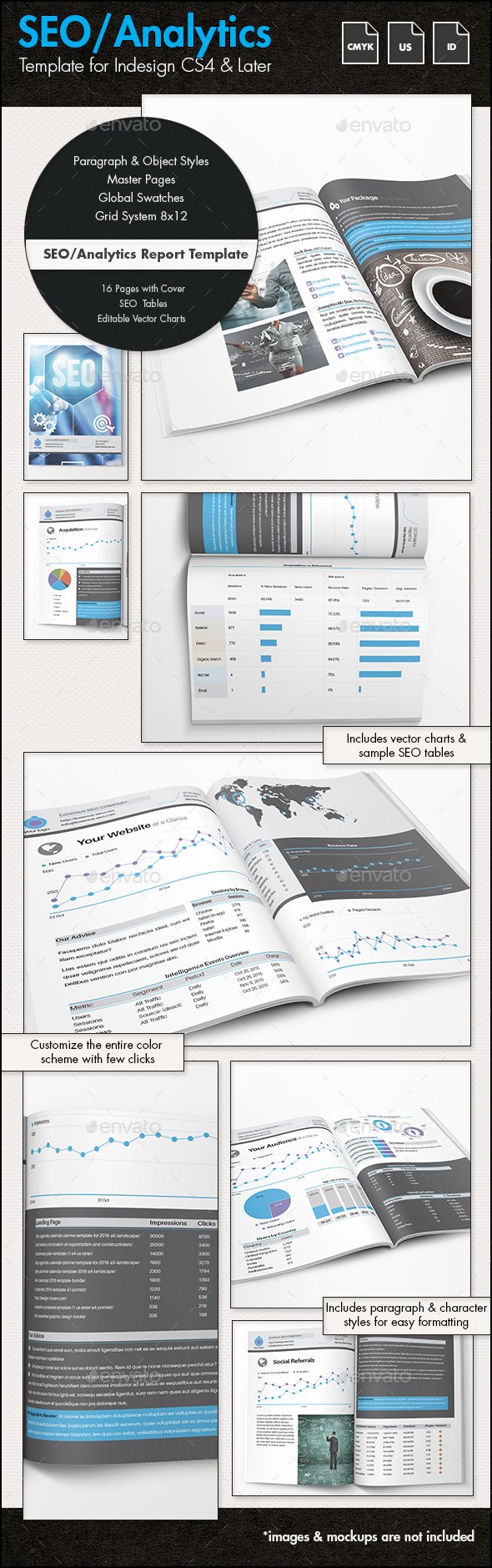 SEO Analytics Report / Proposal Template - US - Proposals & Invoices Stationery
