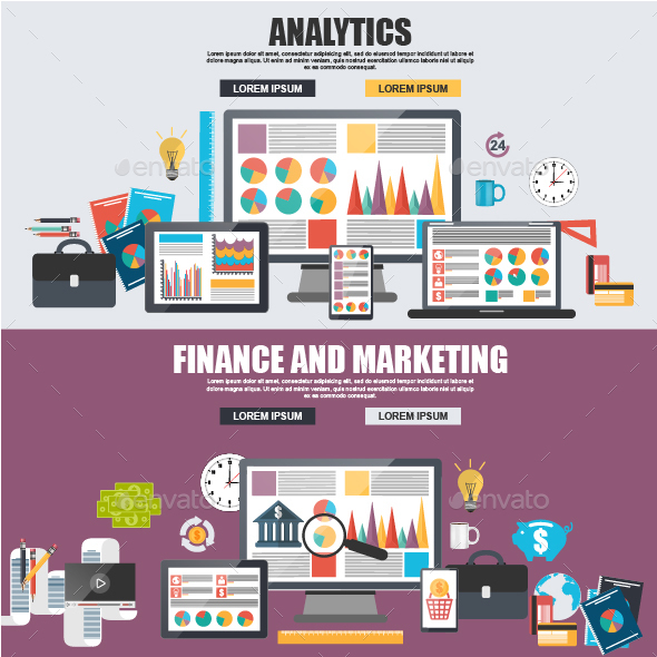 Flat Design Concepts of Finance and Analytics - Concepts Business