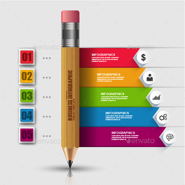 Abstract 3D Digital Business Education Infographic - Infographics