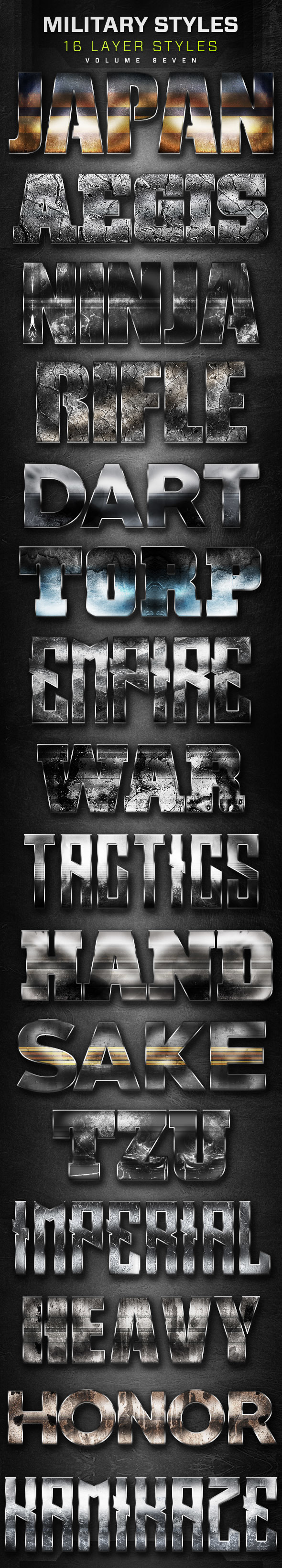 16 Military Layer Styles Volume 7 - Text Effects Styles