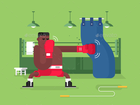 Boxer Cartoon Character - Sports/Activity Conceptual