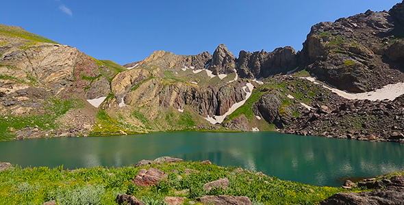 Mountain Stream With Snowy Mountain Peak alt
