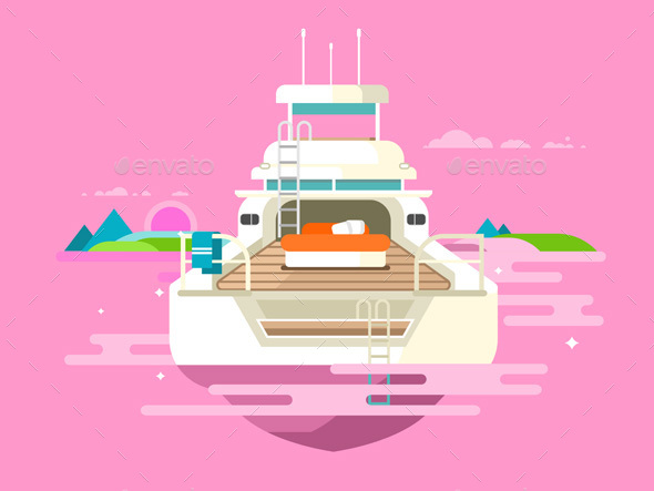 Yacht Flat Design - Travel Conceptual