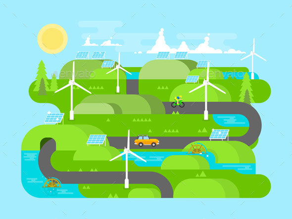 Green Energy Flat Design - Industries Business