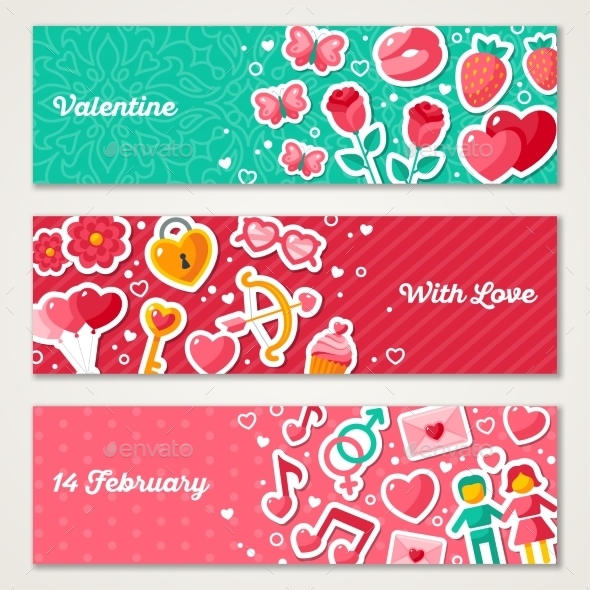 Valentines Horizontal Banners Set - Valentines Seasons/Holidays