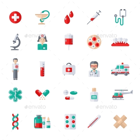 Set Of Flat Medical Icons - Health/Medicine Conceptual