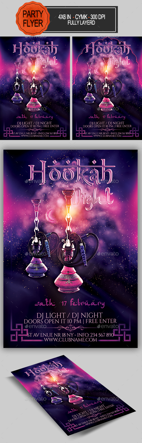 Hookah Flyer - Clubs & Parties Events
