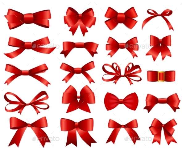 Red Ribbon and Bow Set - Man-made Objects Objects