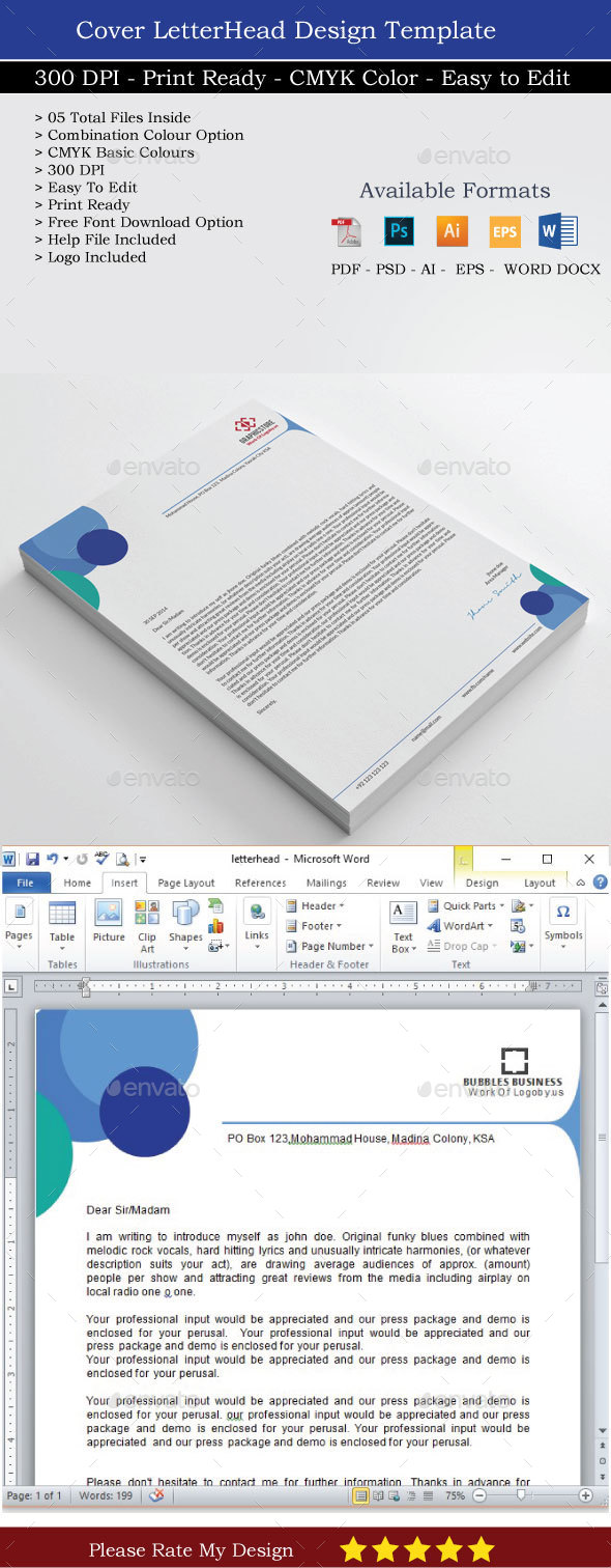 Letterhead Word Docx - Stationery Print Templates