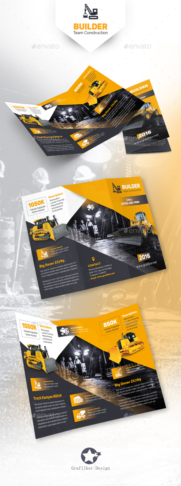 Construction Tri-Fold Templates - Brochures Print Templates
