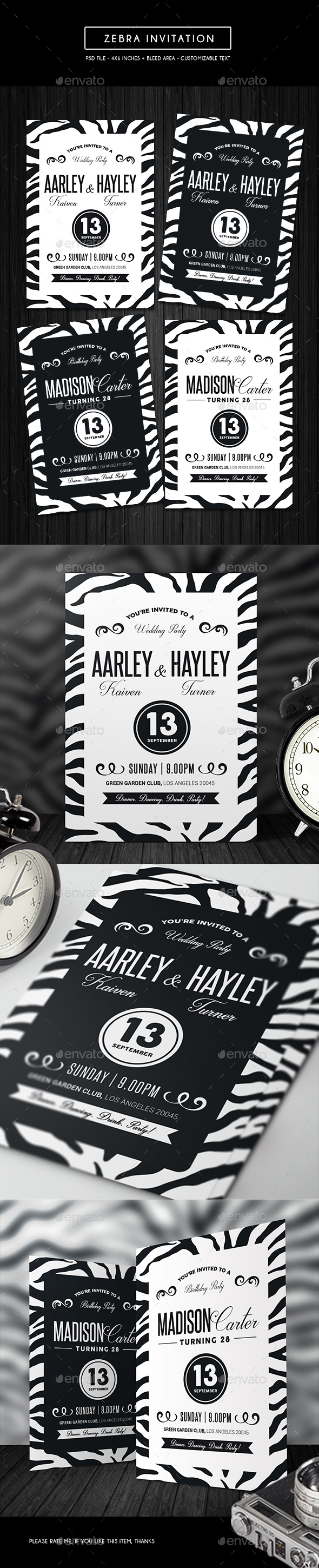 Zebra Invitation - Invitations Cards & Invites
