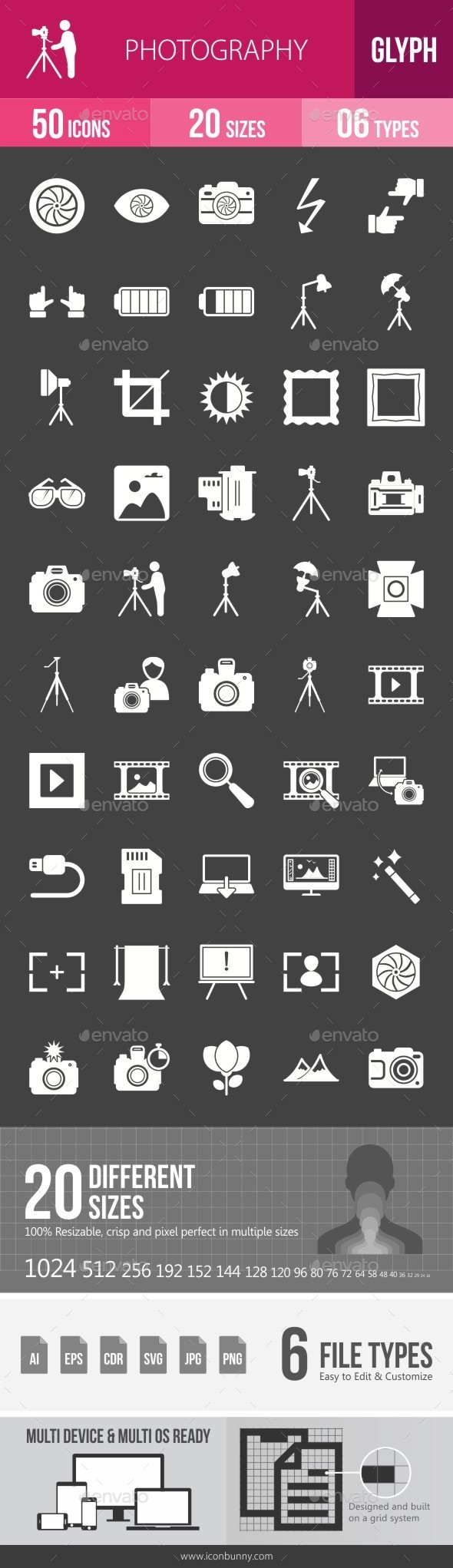 Photography Glyph Inverted Icons - Icons