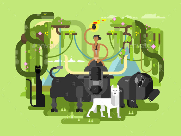 Character Mowgli with Animal - People Characters