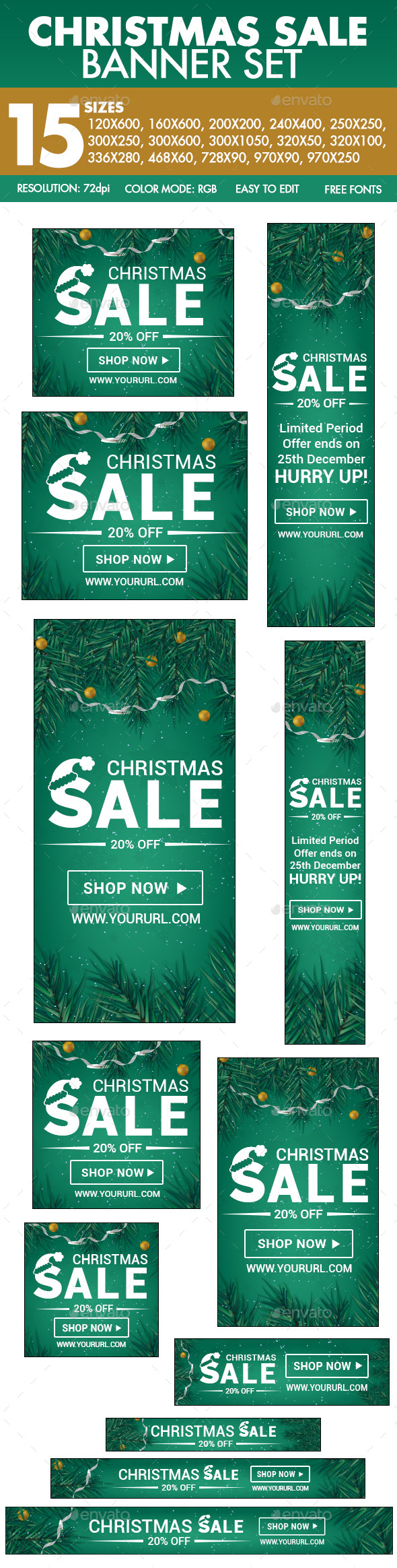 Christmas Sale Banner Set - Banners & Ads Web Elements