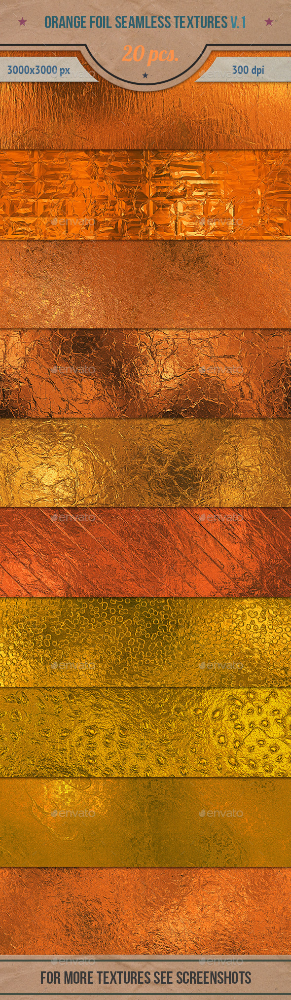 Orange Foil Tileable Textures Pack v.1 - Textures