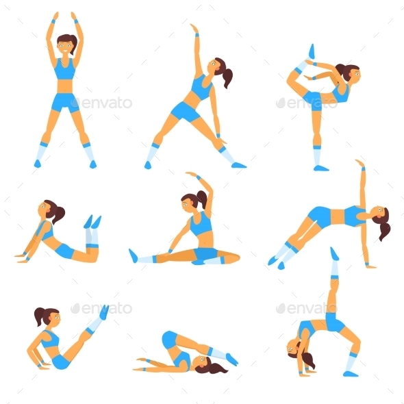 Vector Yoga Illustration Healthy Lifestyle. - Sports/Activity Conceptual
