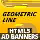 HTML5 Banner «Geometric line» 15 sizes, 4 colours  | Edge Animate
