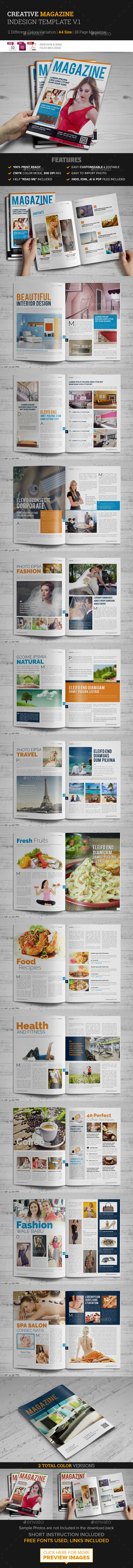 28 Page Magazine InDesign Template v1 - Magazines Print Templates