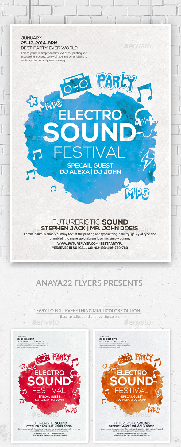 Electro Music Flyer Psd - Clubs & Parties Events