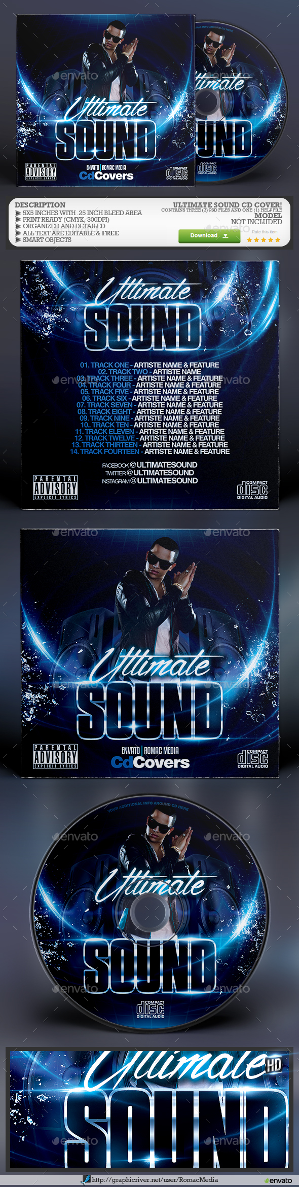 Ultimate Sound CD Cover - CD & DVD Artwork Print Templates
