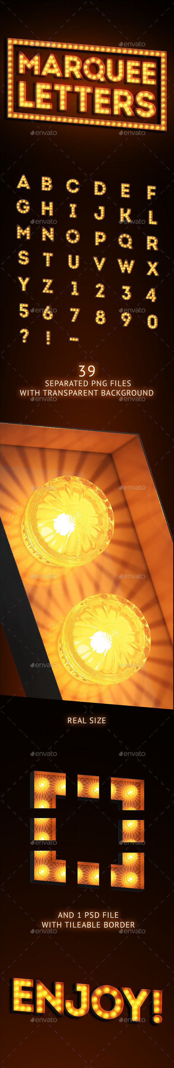 Marquee letters - Text 3D Renders