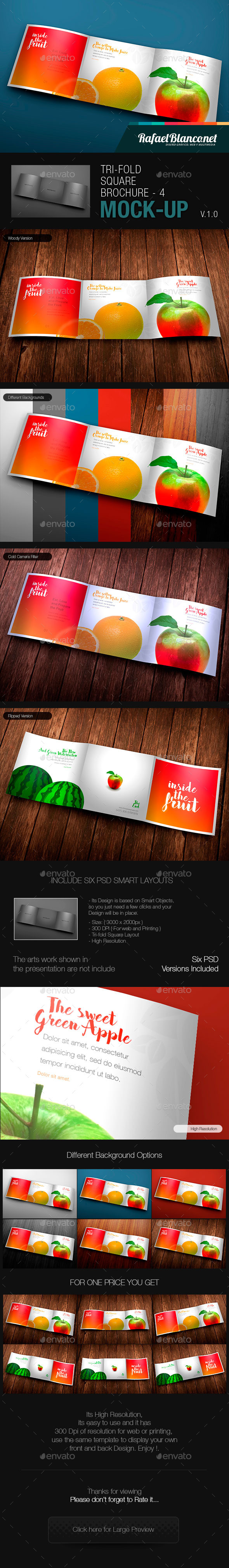 Tri-Fold Square Brochure Mock-up - 4 - Product Mock-Ups Graphics