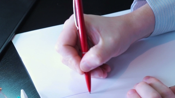 Businessman Male Hands Writing Graphics On Paper