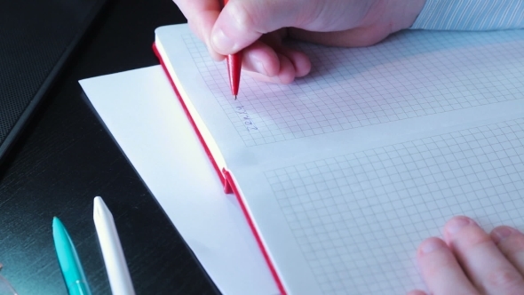 Businessman Male Hands Writing Graphics On Paper