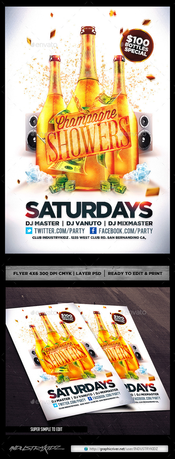 Champagne Showers Flyer - Clubs & Parties Events