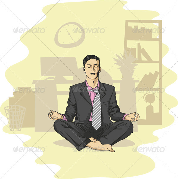 Vector Businessman in Lotus Pose