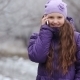 Little Girl Talking On The Phone In Winter Outdoor - VideoHive Item for Sale