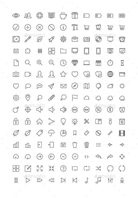 150 Thin Line Icons - Web Icons