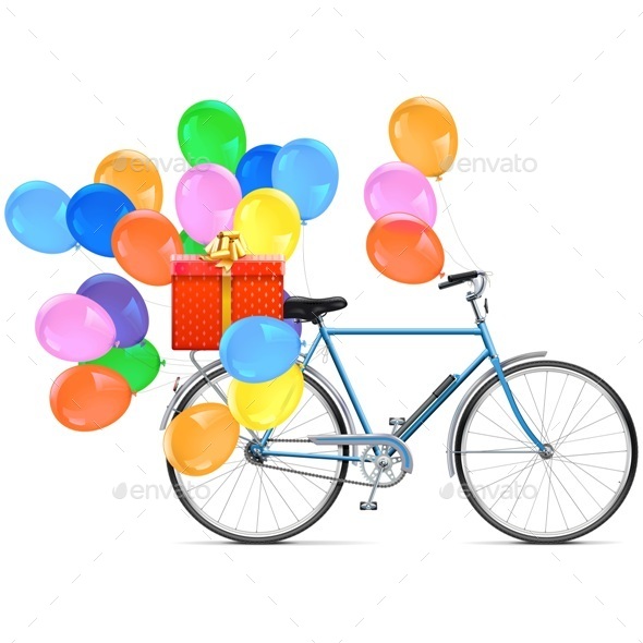 Vector Bicycle with Balloons - Seasons/Holidays Conceptual
