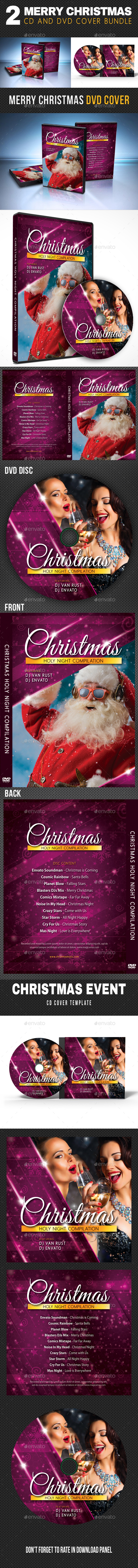 2 in 1 Merry Christmas CD and DVD Cover Bundle - CD & DVD Artwork Print Templates