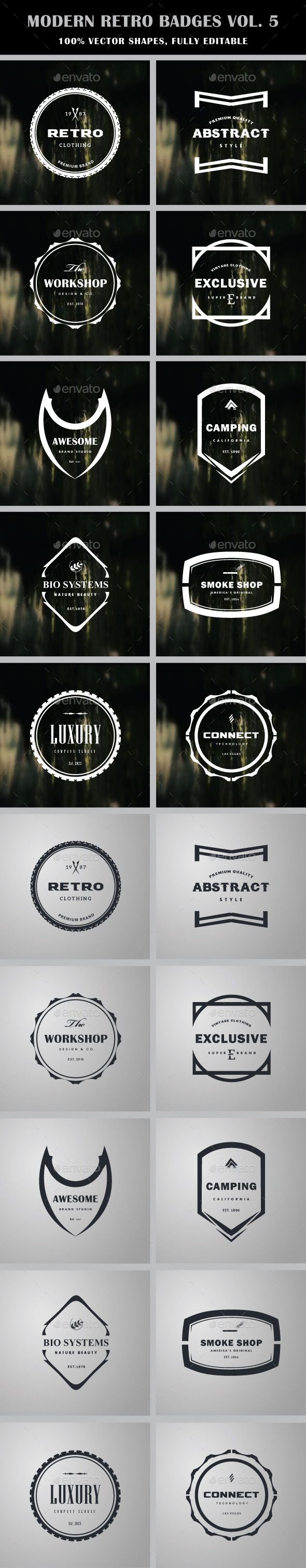 Modern Retro Badges Vol. 5 - Badges & Stickers Web Elements