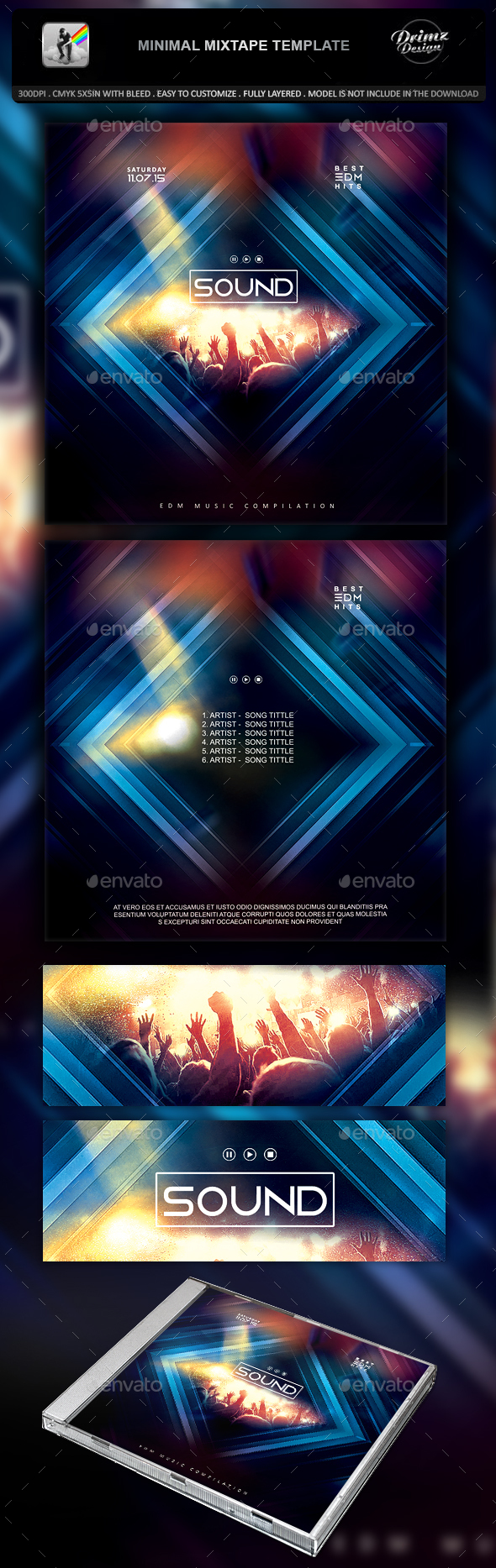 Minimal Mixtape Template - CD & DVD Artwork Print Templates
