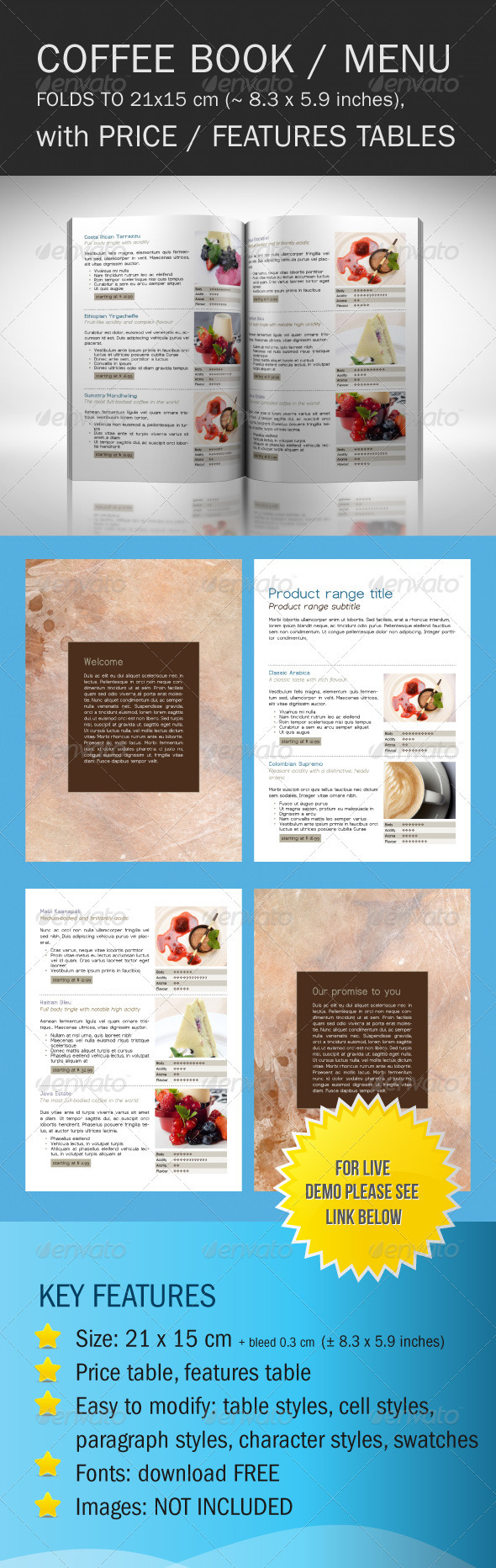 Coffee Shop Catalog - Food Menus Print Templates