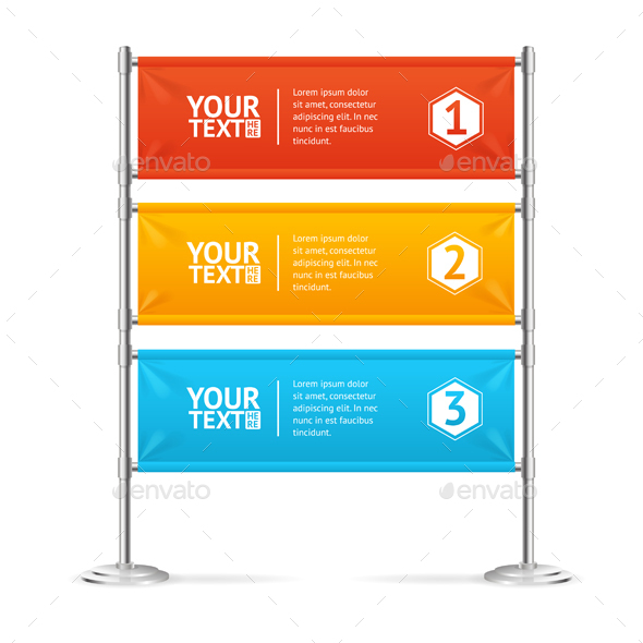 Blank Banner Flags Colorful Horizontal with Text - Concepts Business