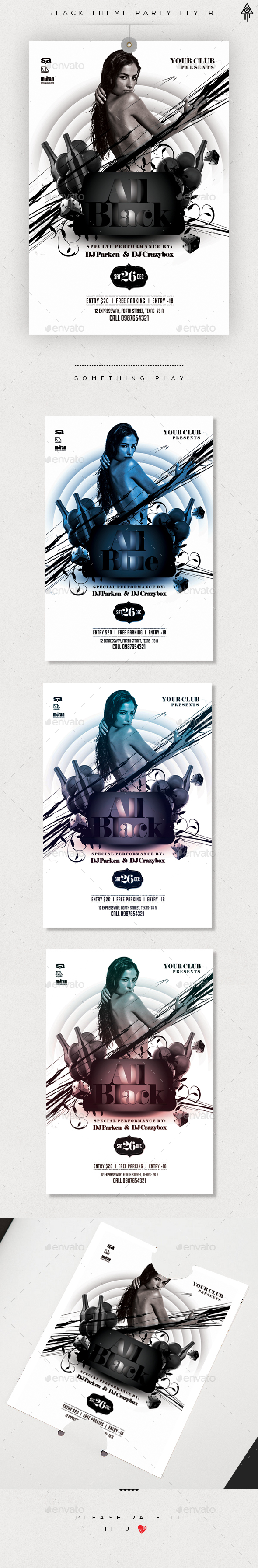 Black Theme Party Flyer - Clubs & Parties Events