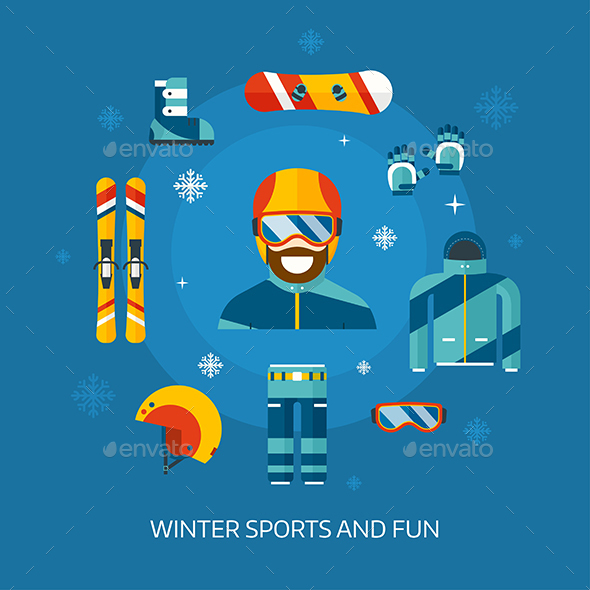 Winter Sports Kit and Boarder Man - Sports/Activity Conceptual