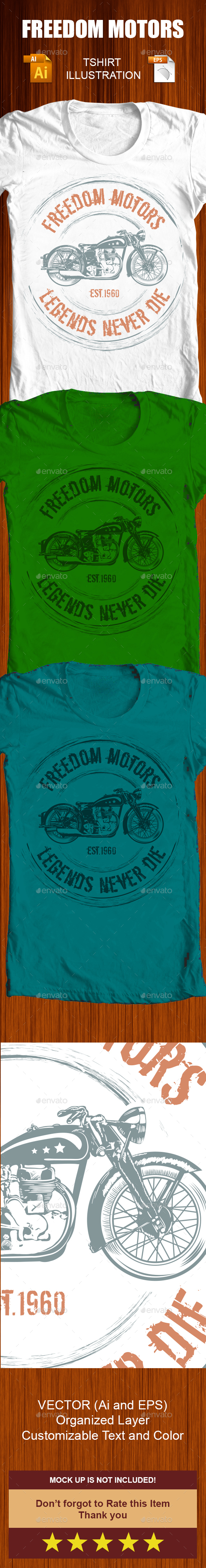 Freedom Motors Tshirt Illustration - T-Shirts