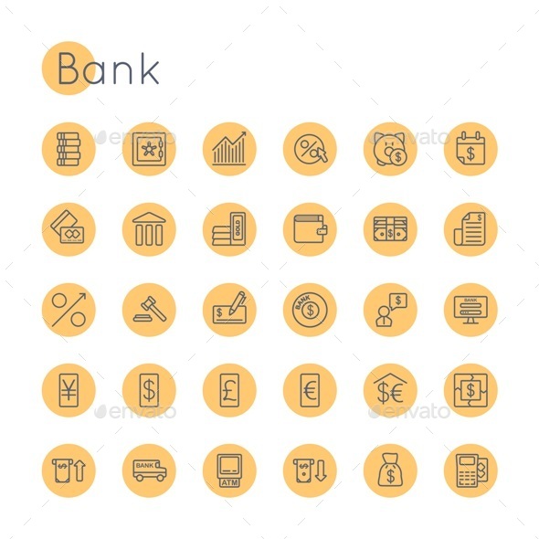 Vector Round Bank Icons - Business Icons