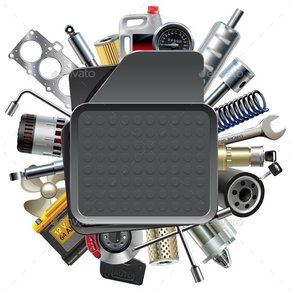 Vector Car Mat with Car Spares - Industries Business