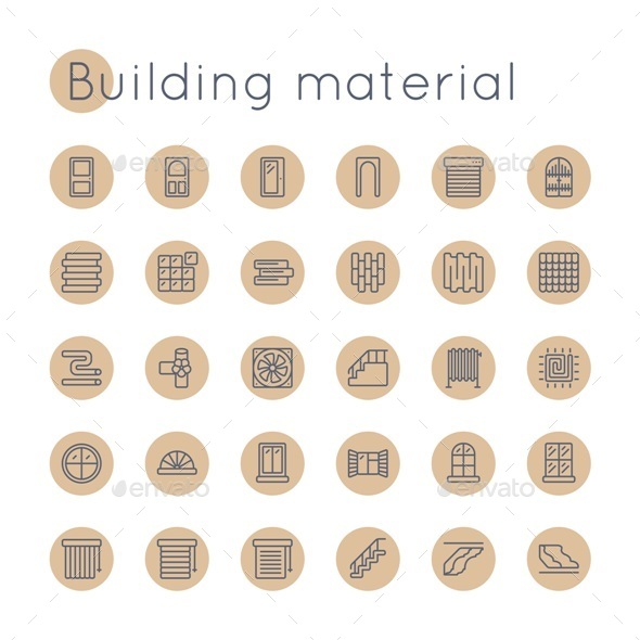 Vector Round Building Material Icons - Miscellaneous Icons