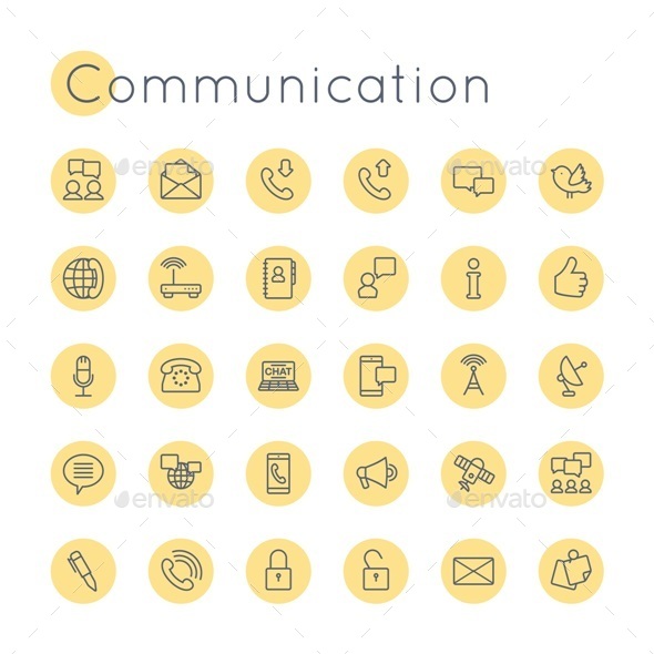 Vector Round Communication Icons - Web Icons
