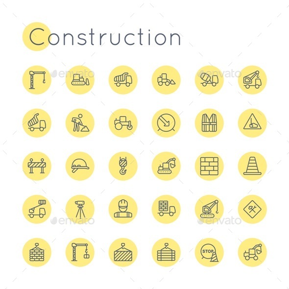 Vector Round Construction Icons - Miscellaneous Icons