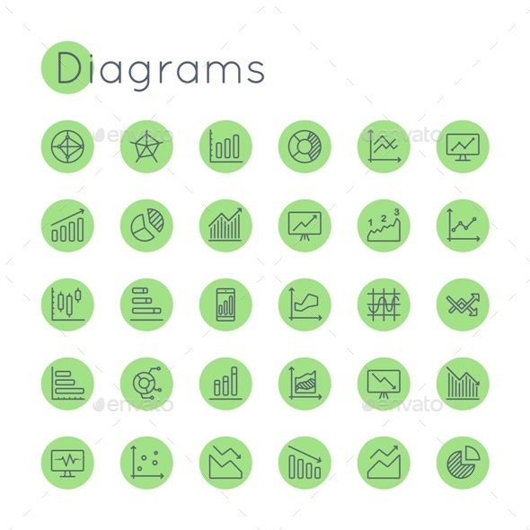 Vector Round Diagrams Icons - Business Icons