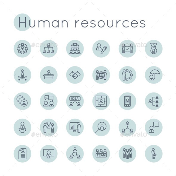Vector Round HR Icons - Business Icons