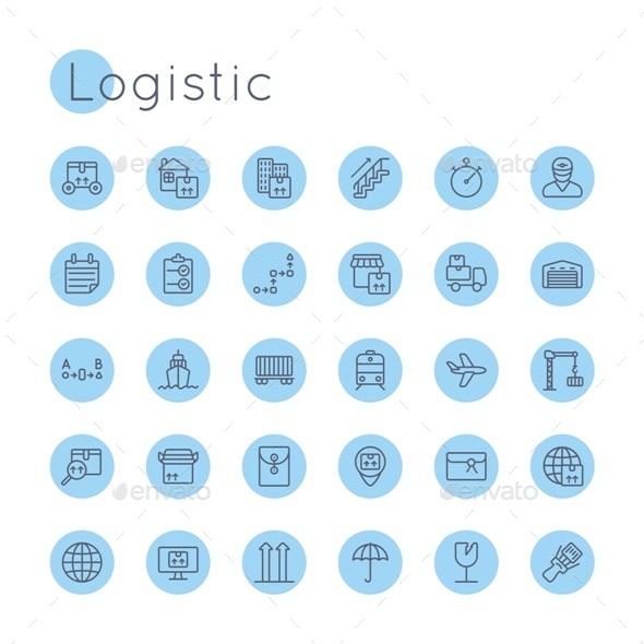 Vector Round Logistic Icons - Business Icons